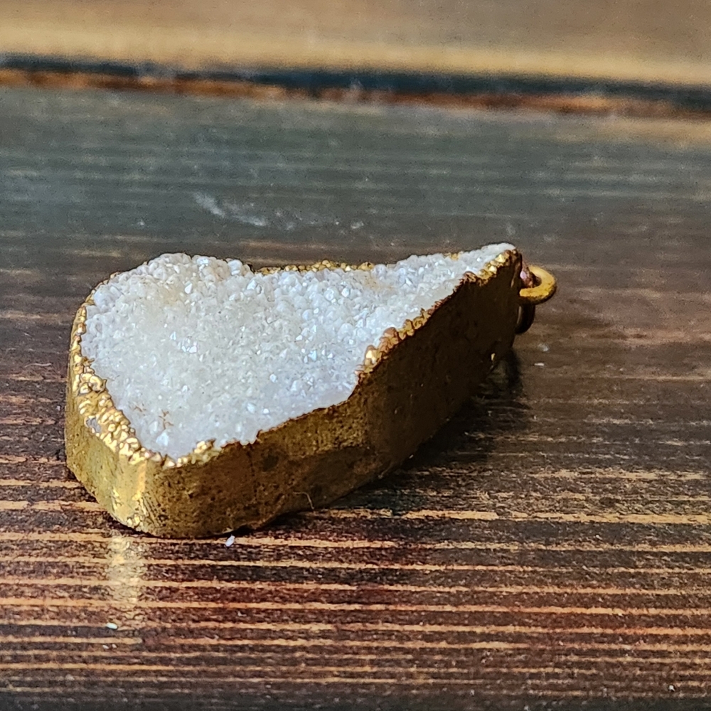 White Crystal Pendant With Gold Casing